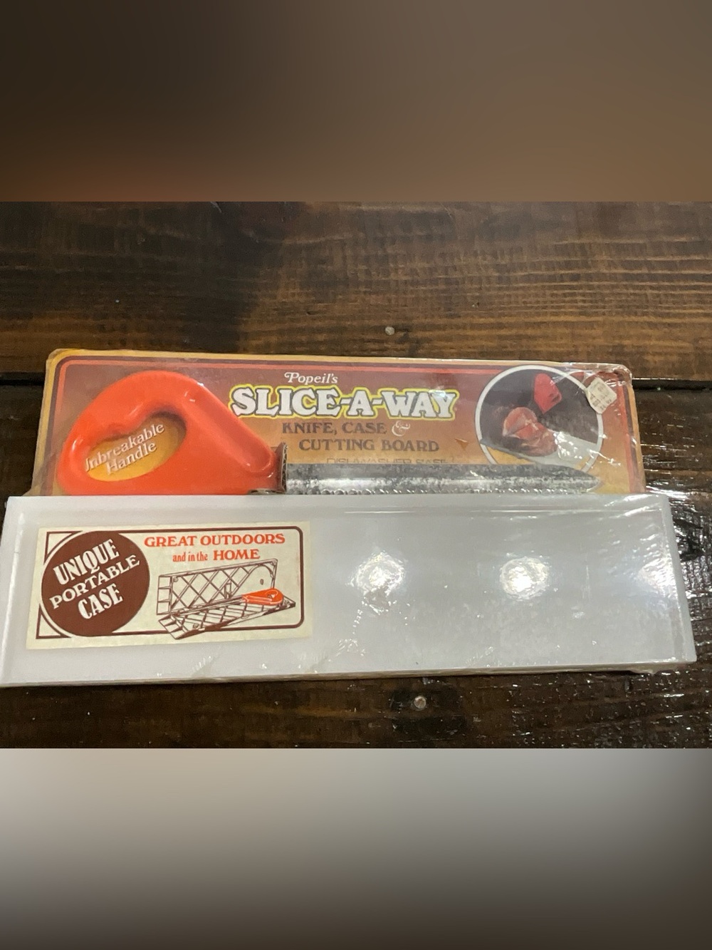Vintage Popeil’s Slice A Way Knife With Case Cutting Board Unopened Unique